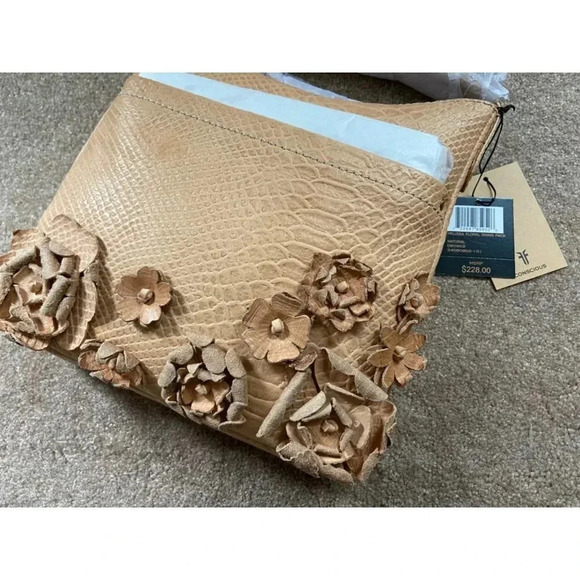 Frye Floral Snake-Textured Crossbody Bag One Size Natural Color Leather NWT - Picture 7 of 9